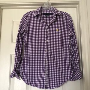Women’s Purple Gingham button-up blouse